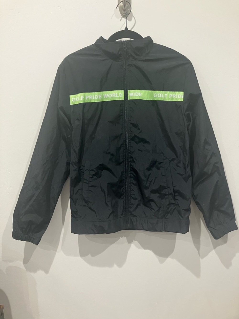 Golf Wang Golf Pride Worldwide Black Track Jacket with Lime Green Strip